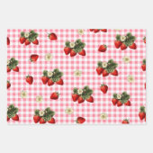 Aardbei en rode gingham schattige cadeau wrap shee inpakpapier vel (Voorkant)