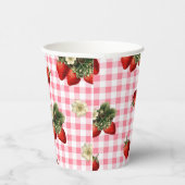 Aardbei en rode gingham schattige papieren bekers (Rechts)