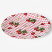 Aardbei en rode gingham schattige papieren borden papieren bordje (Gekanteld)