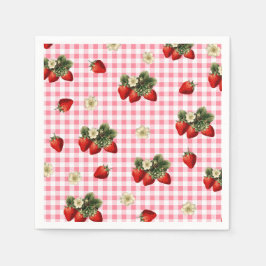 Aardbei en rode gingham schattige papieren servett servet