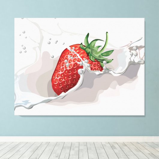 Aardbei en room canvas afdruk (Insitu (Houten vloer))