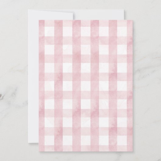 Aardbei en Roze Gingham Berry First Birthday Kaart (Achterkant)