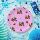 Aardbei en roze schattige papieren borden papieren bordje (Feest)