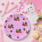 Aardbei en roze schattige papieren borden papieren bordje (Feest)