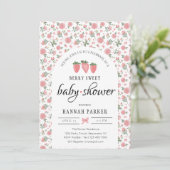 Aardbei en Rozen Baby shower Uitnodiging (Staand voorkant)