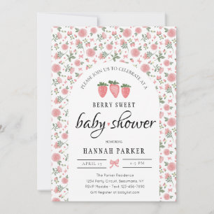 Aardbei en Rozen Baby shower Uitnodiging