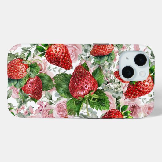 Aardbei en Rozen Case-Mate iPhone Case (Achterkant (horizontaal))
