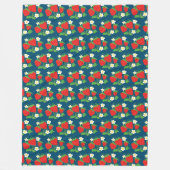 Aardbei en Vloerblauw Patroon Fleece Deken (Voorkant)