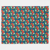 Aardbei en Vloerblauw Patroon Fleece Deken (Voorkant (Horizontaal))