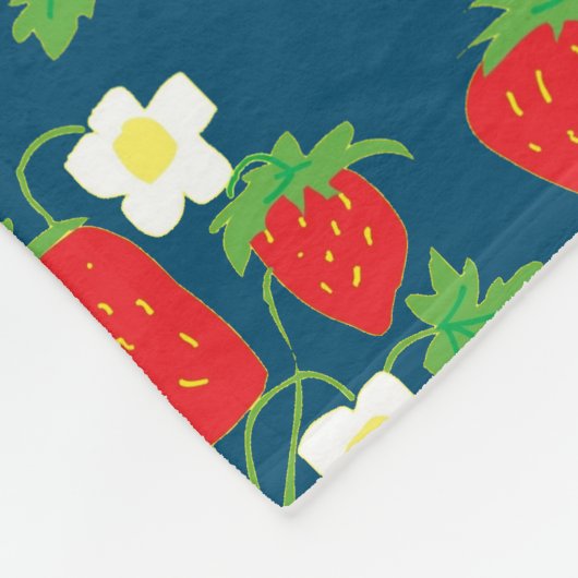 Aardbei en Vloerblauw Patroon Fleece Deken (Hoek)