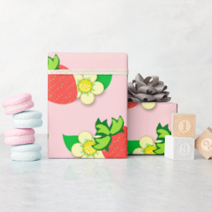 Aardbei en Vloerroze verpakkingspapier Cadeaupapier