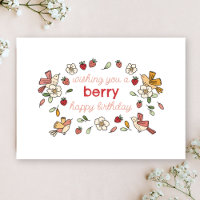 Aardbei en Vogels Berry Happy Birthday Kaarten