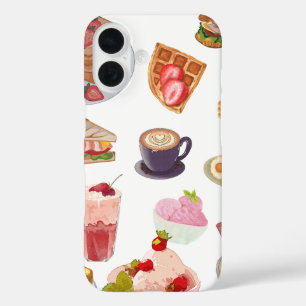 Aardbei Esthetisch Ontbijt 🍓✨ Gezellige Cafetaria iPhone 16 Hoesje