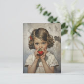 Aardbei eten briefkaart (Staand voorkant)