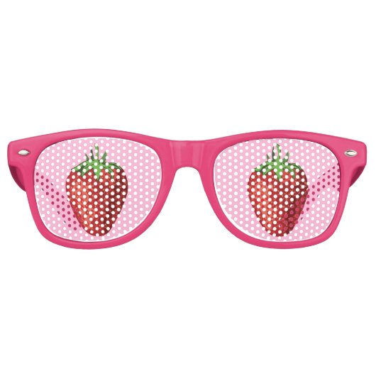 Aardbei Eyes Funny Roze fruitshadden Retro Zonnebril (Voorkant)