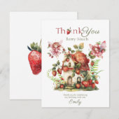 Aardbei Fairy Berry Sweet Girls eerste verjaardag Bedankkaart (Voorkant / Achterkant)