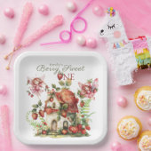 Aardbei Fairy Berry Sweet Girls eerste verjaardag Papieren Bordje (Feest)