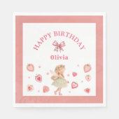 Aardbei Fairy Theme voor Girl Birthday Party Servet (Voorkant)