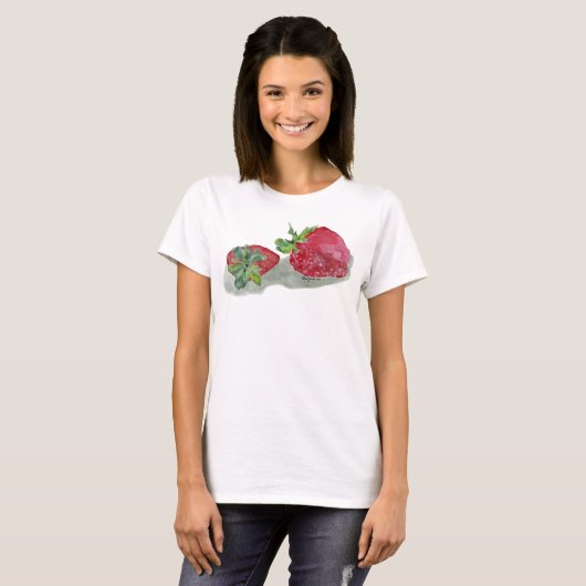 Aardbei Fairy Waterverf T-shirt (Voorkant volledig)