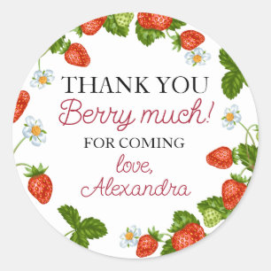 Aardbei Favor Tags Verjaardag Berry Much Ronde Sticker