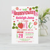 Aardbei First Birthday Invitation - ONE - CWU Kaart (Staand voorkant)