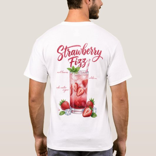Aardbei Fizz Cocktail Shirt | Aardbeien drank (Achterkant)
