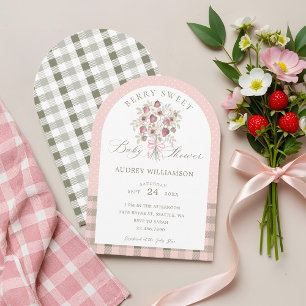 Aardbei Floral Boeket Berry Sweet Baby shower Kaart