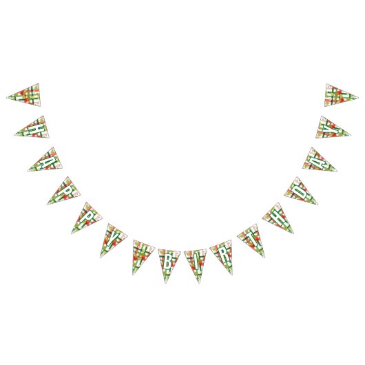 Aardbei Floral Happy Birthday bunting banner (Alle)