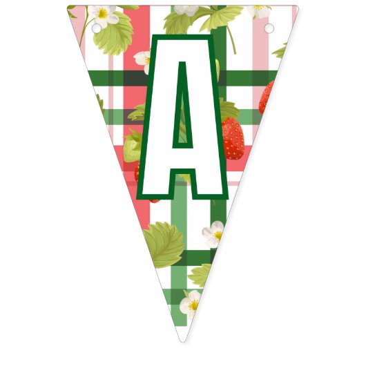 Aardbei Floral Happy Birthday bunting banner (Derde vlag)