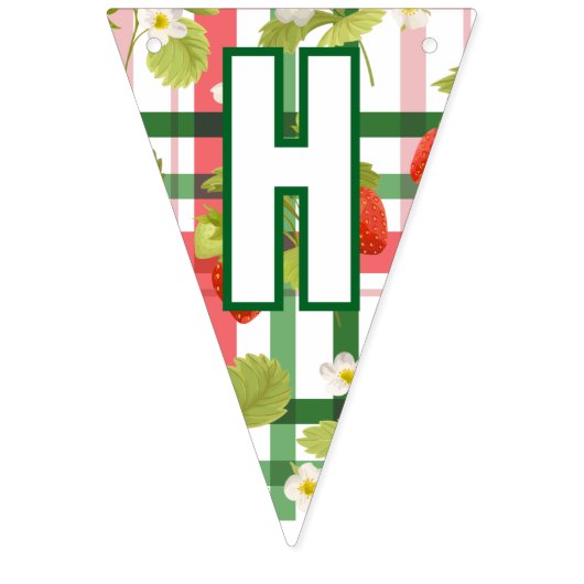 Aardbei Floral Happy Birthday bunting banner (Tweede vlag)