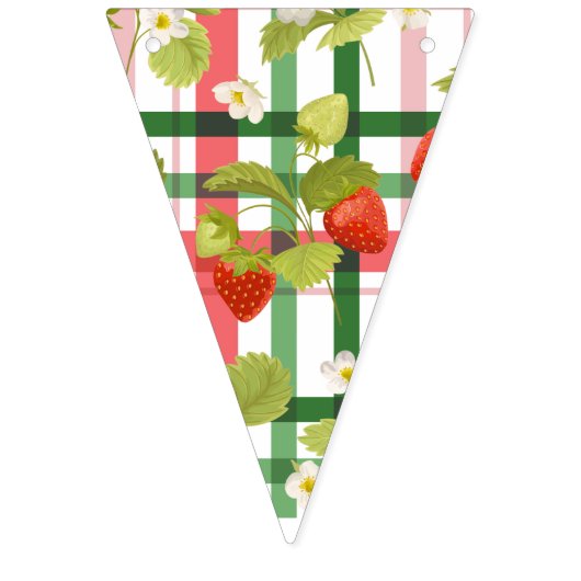 Aardbei Floral Happy Birthday bunting banner (Eerste vlag)