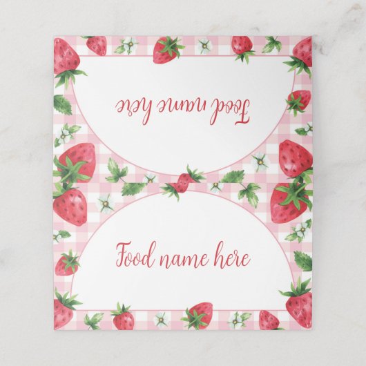 Aardbei Food Tent Place Card Berry Sweet Plaatskaartje (Buitenkant ongevouwen)