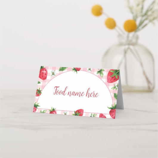 Aardbei Food Tent Place Card Berry Sweet Plaatskaartje (Achterkant)