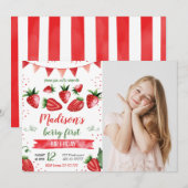 Aardbei foto uitnodiging (Voorkant / Achterkant)