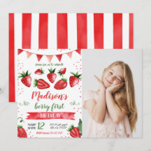 Aardbei foto uitnodiging