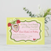 Aardbei | Foto uitnodiging op zaterdag (Staand voorkant)