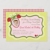 Aardbei | Foto uitnodiging op zaterdag (Voorkant / Achterkant)