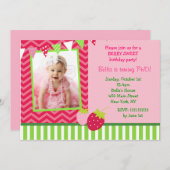 Aardbei Foto van Birthday Party Kaart (Voorkant / Achterkant)