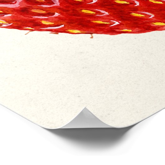 Aardbei (Fragaria) Waterverf van fruit Poster (Hoek)