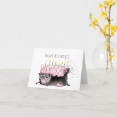 Aardbei Frosted Pug Cake black pug verjaardag Kaart (Gele Bloem)