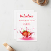 Aardbei Fruit Bes Zoete Valentijnsdag Notitiekaartje (Voorkant / Achterkant in situ)