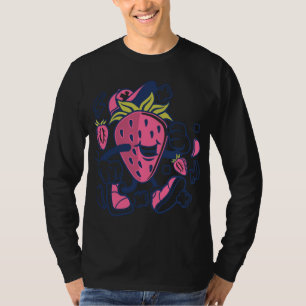 Aardbei Fruit Cartoon Karakter Grappig T-shirt