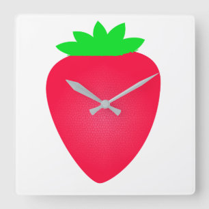 Aardbei Fruit Meisjes Jongens Kwekerij Decor Gift Vierkante Klok