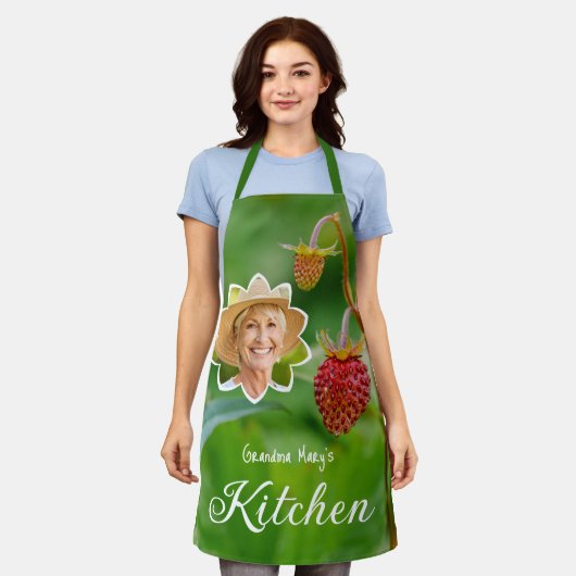 Aardbei Fruit & Oma's Foto Custom Keuken Schort (Gedragen)