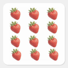 Aardbei Fruit Vierkante Sticker