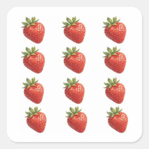 Aardbei Fruit Vierkante Sticker