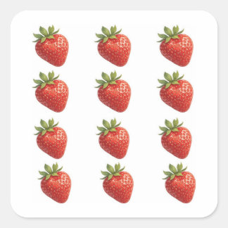 Aardbei Fruit Vierkante Sticker