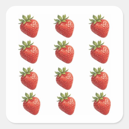 Aardbei Fruit Vierkante Sticker (Voorkant)