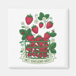 Aardbei Fruit Voedsel Bes Zoete Mand Magneet
