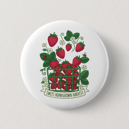Aardbei Fruit Voedsel Bes Zoete Mand Ronde Button 5,7 Cm (Voorkant)